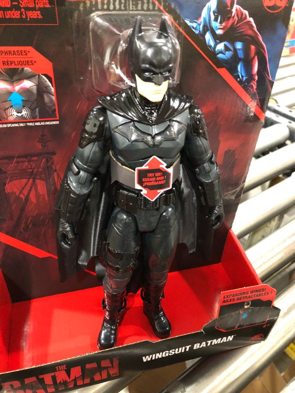 Photo 2 of DC Comics, Batman 30cm Wingsuit Action Figure with Lights and Phrases, Expanding Wings, The Batman Movie Collectible Kids Toys for Boys and Girls Ages 3 and up