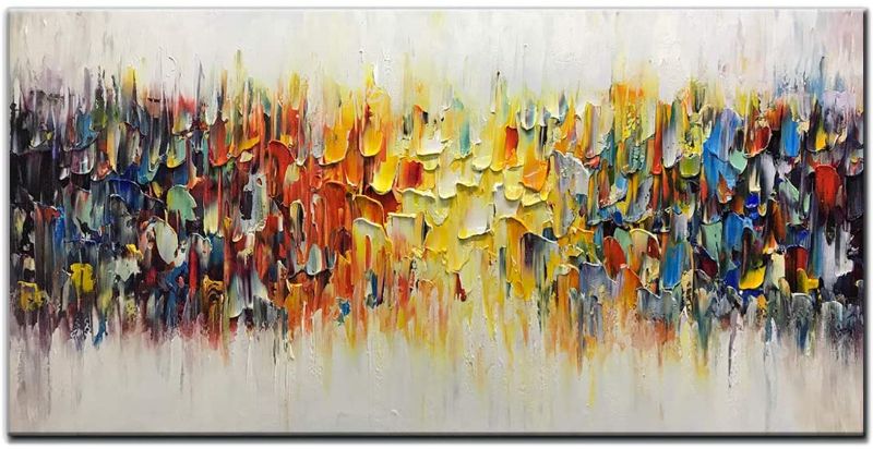 Photo 1 of AMEI Art Paintings,24x48inch 3D Hand-Painted on Canvas Abstract Colorful Melody Oil Painting