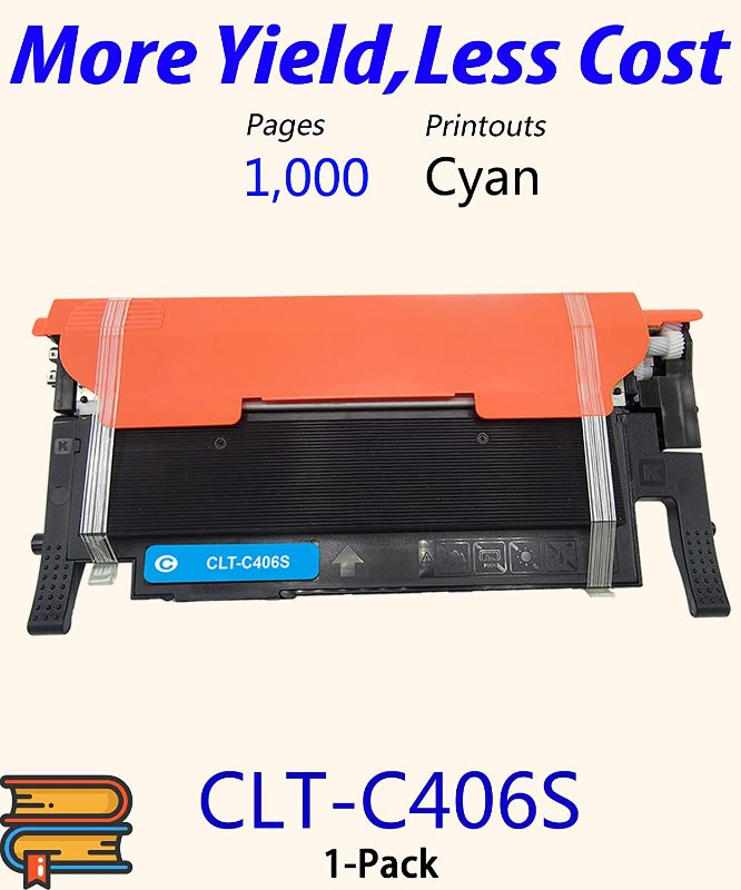 Photo 1 of 1-Pack ColorPrint Compatible CLT406S Toner Cartridge Replacement for Samsung 406S CLT-406S C406S Work with SL-C410W C460W C460FW CLP-360 CLP-365 CLP-365W CLX-3300 CLX-3305 CLX-3305W Printer (Cyan)

