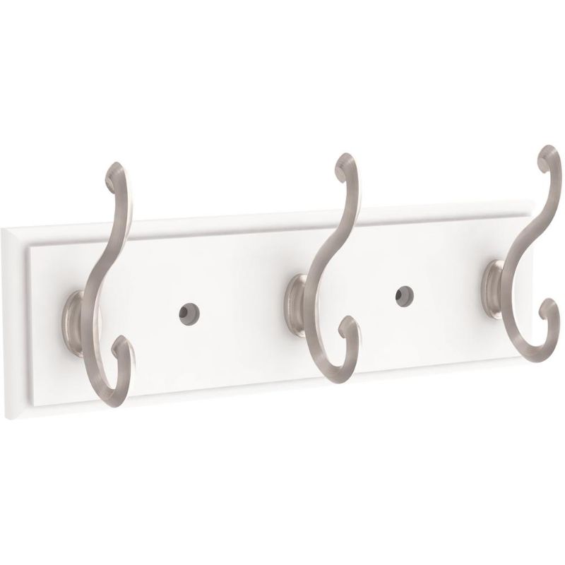 Photo 1 of 10 in. L White and Nickel Scroll Hook Rail
