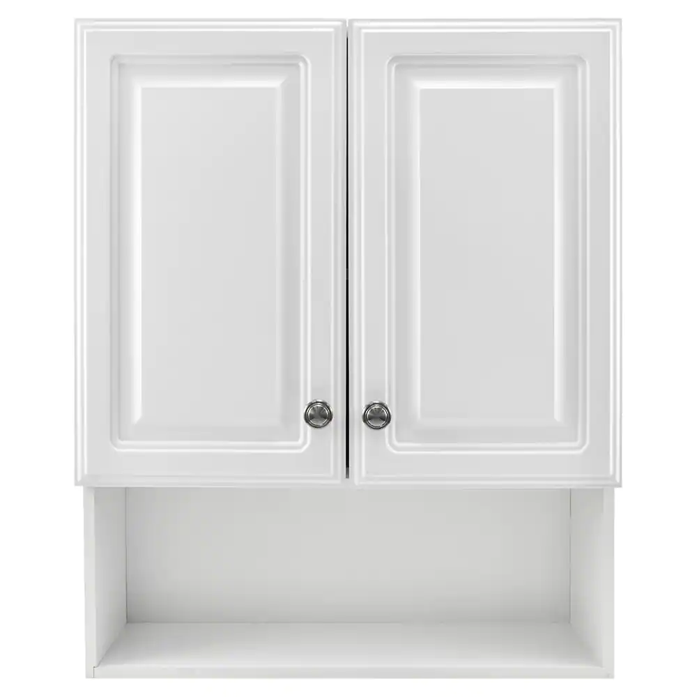 Photo 1 of 23-1/8 in. W x 27-7/8 in. H Framed Surface-Mount Bathroom Medicine Cabinet in White
