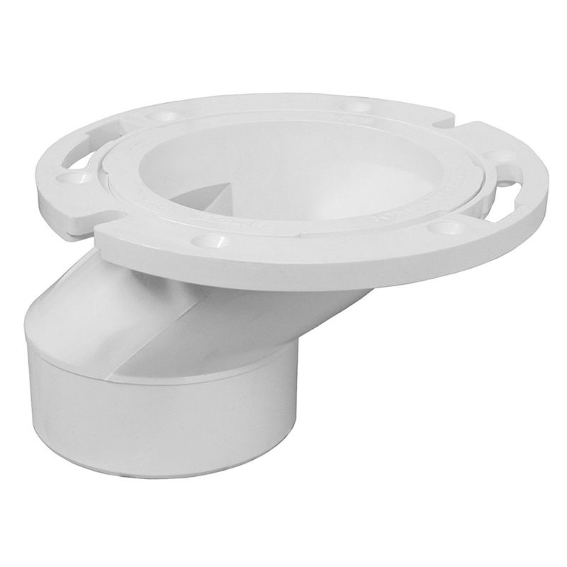 Photo 1 of 7-1/8 in. O.D. Plumbfit PVC Offset Closet (Toilet) Flange with Plastic Swivel Ring for 3 in. or 4 in. Sch. 40 DWV Pipe
