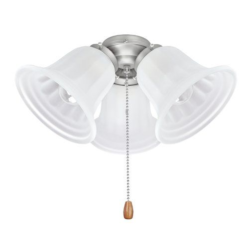 Photo 1 of 3-Light 5-1/2 in. Brushed Nickel Ceiling Fan Fitter Light Kit with Pull Chain (1-Pack)
