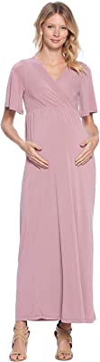 Photo 1 of Beachcoco Women’s Maternity Maxi Dress – Short Kimono Sleeve Soft Vegan Silk Modal Casual Baby Shower Pregnancy Photography
M 