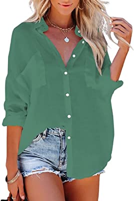 Photo 1 of Bsubseach Button Down Shirt Cover Up Bathing Suit Coverups for Women Summer Casual Blouse
ONE SIZE 