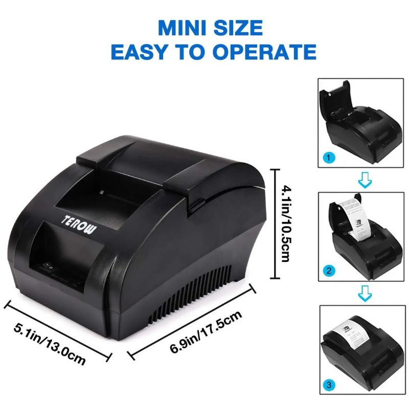 Photo 1 of Thermal Receipt Printer, TEROW 58mm Max-Width Small USB Direct Printer with High-Speed Printing and USB Interface, Support ESC/POS Window Linux Operat
