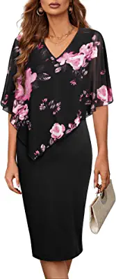 Photo 1 of Bodhi talk Women's V Neck Capelet Sleeve Chiffon Overlay Bodycon Knee Length Pencil Dress
SIZE XL 