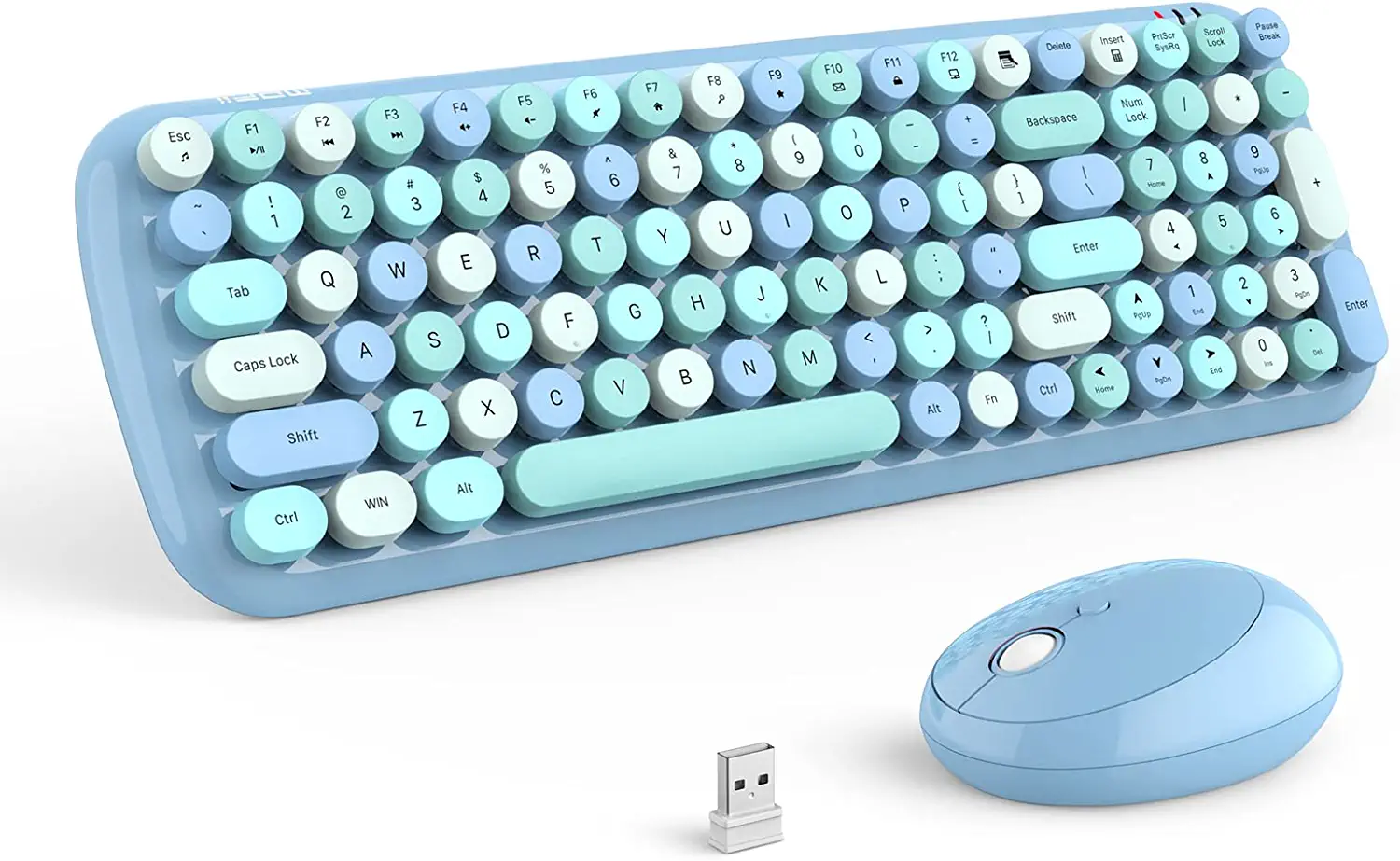 Photo 1 of MOFii Wireless Keyboard and Mouse Combo, 2.4Ghz Colorful Keyboard with Multi-Media Function Keys and Number Pad Compared for PC Computer Windows (Blue Mixed)
