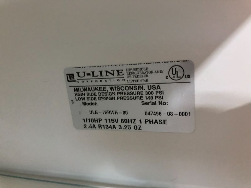 Photo 6 of ULINE SMALL PERSONAL REFRIGERATOR 73FL COLUME DAMAGE AND WEAR FROM USE