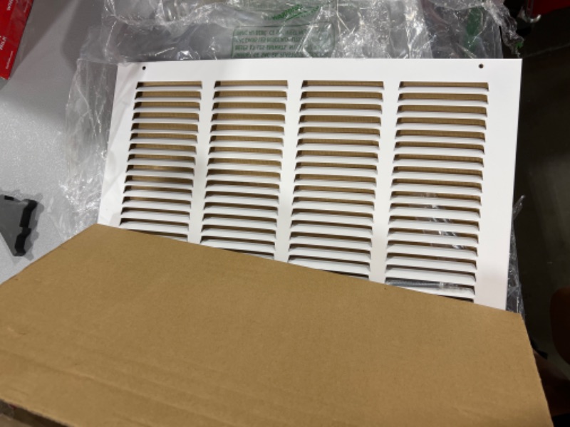 Photo 2 of 16"W x 10"H [Duct Opening Measurements] Steel Return Air Grille (AGC Series) Vent Cover Grill for Sidewall and Ceiling, White | Outer Dimensions: 17.75"W X 11.75"H for 16x10 Duct Opening
