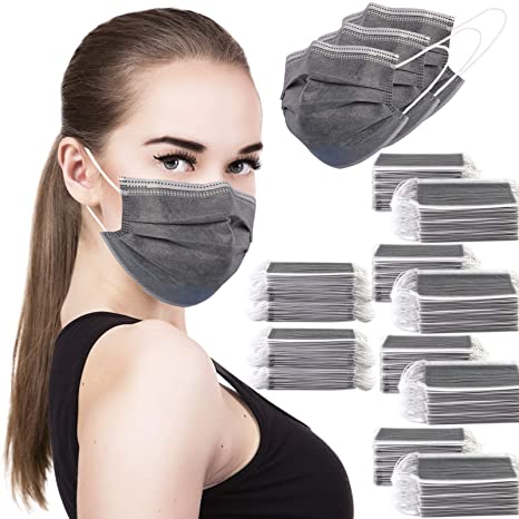 Photo 1 of 100 Pcs Grey Disposable Face Mask 3 Ply Gray Breathable Face Masks
