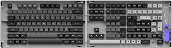 Photo 1 of Akko Black&Silver 197-Key ASA Profile PBT Double-Shot Keycap Set for Mechanical Keyboards with Mac and ISO Enter Keys with Collection Box
