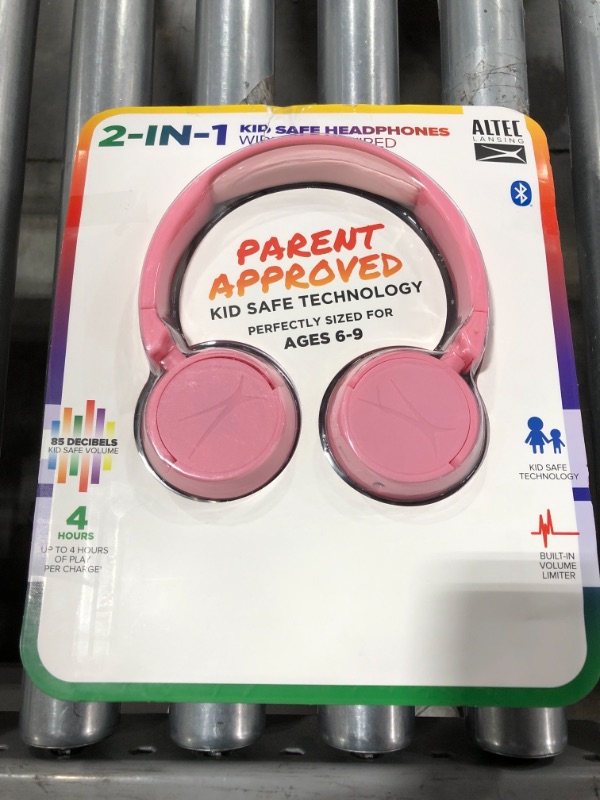 Photo 2 of 2-in-1 Bluetooth and Wired Kid Friendly Headphones - PINK. OPEN PACKAGE. PHOTO FOR REFERENCE.
