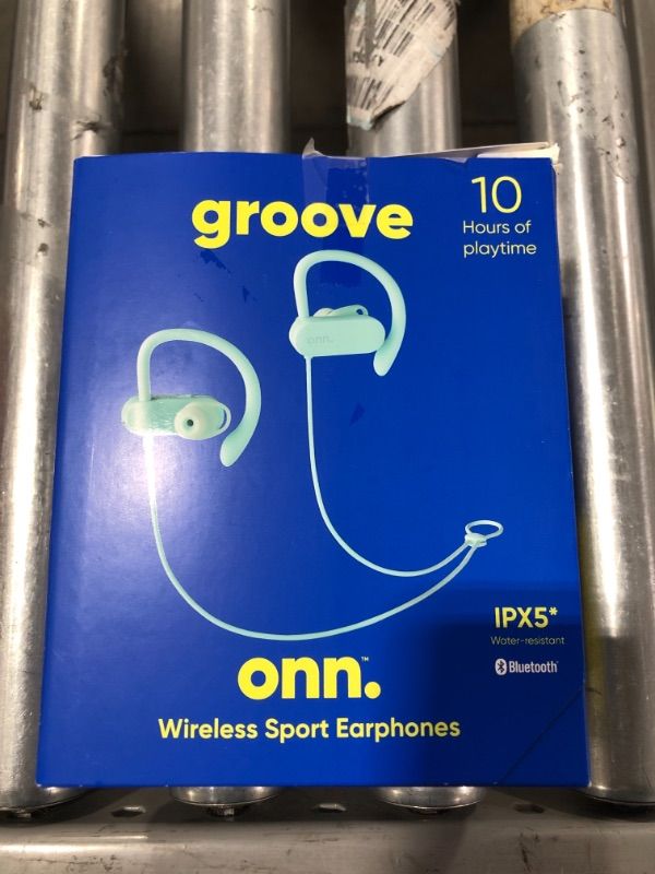 Photo 2 of Onn. Wireless Sport Earphones, Aqua. OPEN BOX. 
