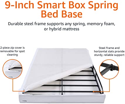 Photo 3 of Amazon Basics Smart Box Spring Bed Base, 9-Inch Mattress Foundation - Queen Size, Tool-Free Easy Assembly
