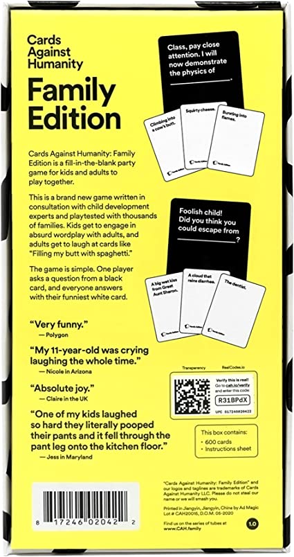 Photo 2 of Cards Against Humanity: Family Edition • The Actual Official Family Edition of CAH • Ages 8+
