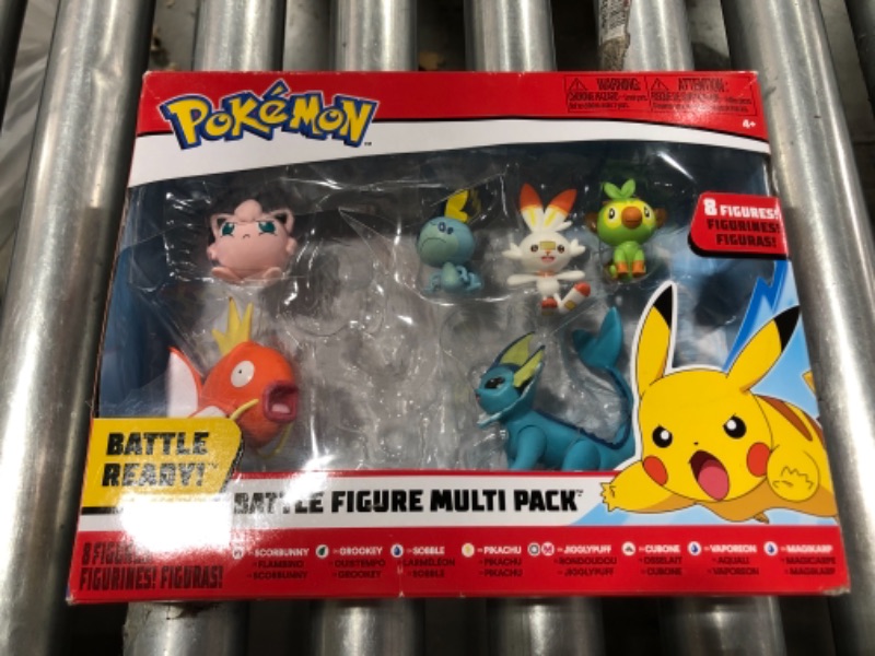 Photo 2 of Pokemon Battle Action Figure Multi 8 Pack Cubone Jigglypuff Pikachu Sobble Grookey Scorbunny Magikarp Vaporeon
OPEN PACKAGE. MISSING FIGURES. 