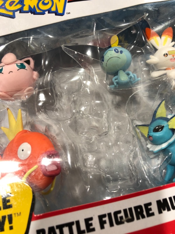 Photo 3 of Pokemon Battle Action Figure Multi 8 Pack Cubone Jigglypuff Pikachu Sobble Grookey Scorbunny Magikarp Vaporeon
OPEN PACKAGE. MISSING FIGURES. 