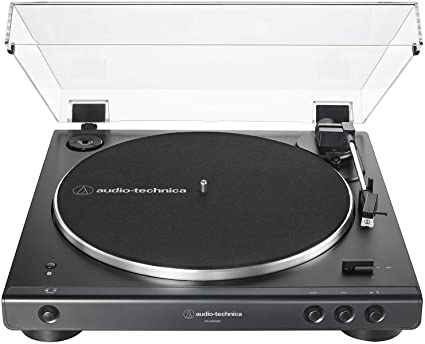 Photo 1 of Audio-Technica AT-LP60XBT-BK Fully Automatic Bluetooth Belt-Drive Stereo Turntable, Black, Hi-Fi, 2 Speed, Dust Cover, Anti-Resonance, Die-cast Aluminum Platter
OPEN BOX. PRIOR USE. MISSING AUDIO CABLE & 45 RECORD INSERT.