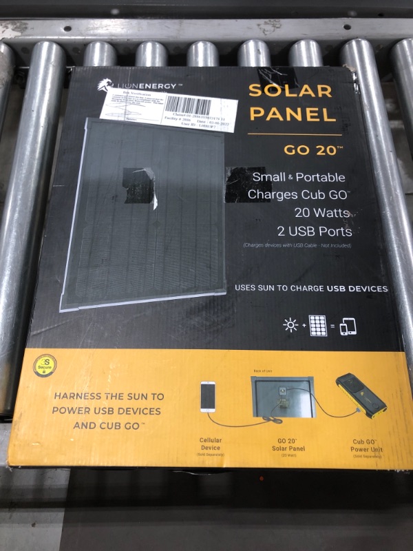 Photo 1 of Lion Energy Cub GO 20 Watt Solar Panel. PRIOR USE.