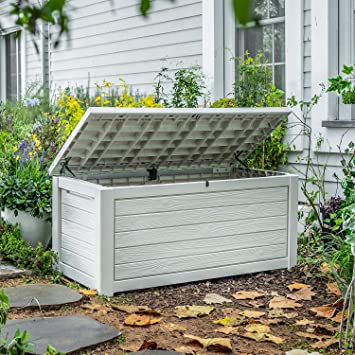 Photo 2 of 165 Gallon Weather Resistant Resin Deck Storage Container Box Outdoor Patio Garden Furniture, White.
