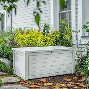 Photo 1 of 165 Gallon Weather Resistant Resin Deck Storage Container Box Outdoor Patio Garden Furniture, White.
