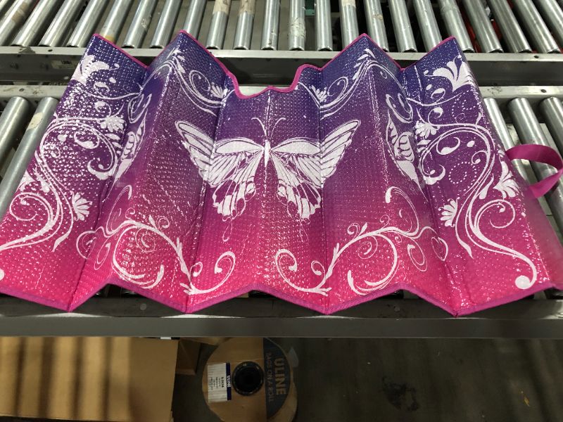 Photo 2 of BDK AS-609+SS-001_AMZHD AS609 Pink Purple Windshield Sun Shade for Car SUV Truck with Side Window Sunshades, 58 x 28, Standard, Swirl Butterfly
