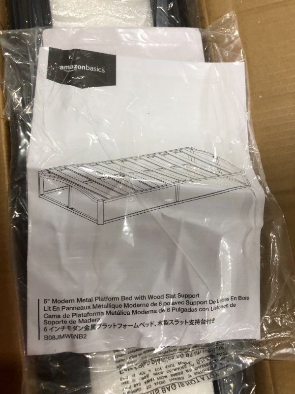 Photo 2 of Amazon Basics 6" Modern Metal Platform Bed with Wood Slat Support - Mattress Foundation - No Box Spring Needed, Twin
