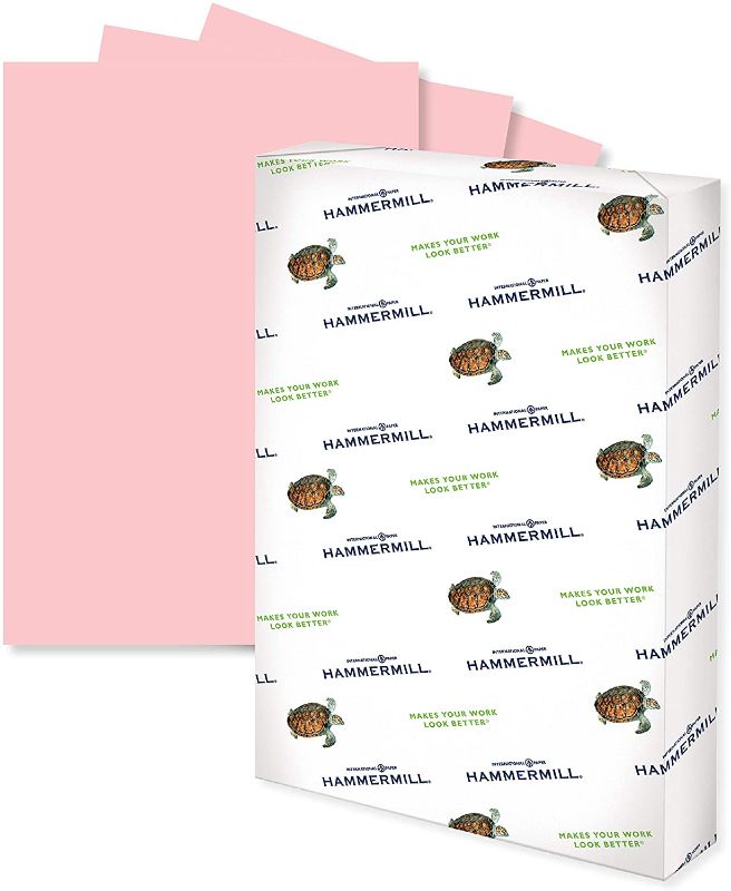 Photo 1 of Hammermill Colored Paper, 20 lb Pink Printer Paper, 11 x 17-1 Ream (500 Sheets) - Made in the USA, Pastel Paper, 102368R
