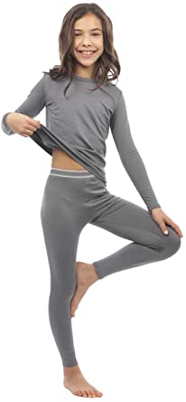 Photo 1 of Girls Thermal Long Underwear Set for Kids Fleece Lined Long Johns for Pajamas or Base Layer Leggings & Shirt SZ S