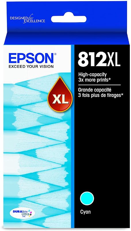 Photo 1 of EPSON T812 DURABrite Ultra Ink High Capacity Cyan Cartridge (T812XL220-S) for Select Epson Workforce Pro Printers 3 pk
 