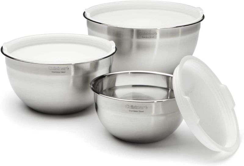 Photo 1 of Cuisinart CTG-00-SMB Stainless Steel Mixing Bowls with Lids, 3 Piece
