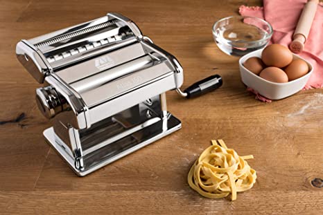 Photo 2 of MARCATO Atlas 150 Pasta Machine, Made in Italy, Includes Cutter, Hand Crank, and Instructions, 150 mm, Stainless Steel
OPEN BOX. PRIOR USE. 