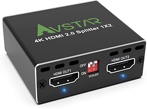 Photo 1 of 4K HDMI Splitter 1x2 4K@60Hz for Dual Monitors 4:4:4 HDR D-o-l-b-y Vision Atmos Compatible, 18 Gbps, HDCP 2.2, HDCP 2.3 HDCP Bypass, EDID Mirror and Downscale, 4K HDMI Splitter 1 in 2 Out
