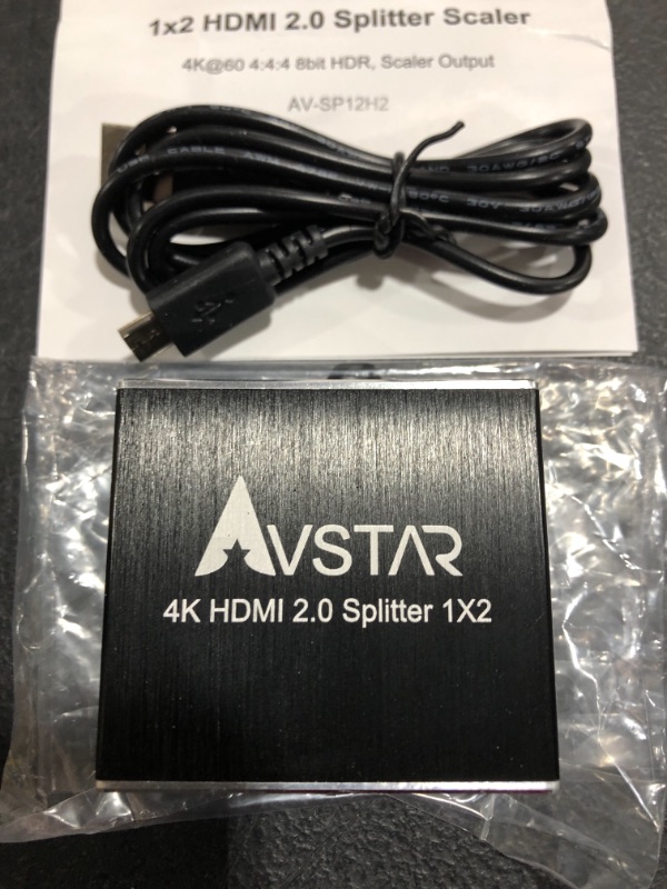 Photo 4 of 4K HDMI Splitter 1x2 4K@60Hz for Dual Monitors 4:4:4 HDR D-o-l-b-y Vision Atmos Compatible, 18 Gbps, HDCP 2.2, HDCP 2.3 HDCP Bypass, EDID Mirror and Downscale, 4K HDMI Splitter 1 in 2 Out
