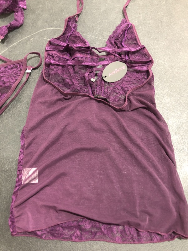 Photo 3 of AVIDLOVE WOMEN'S LINGERIE SET, PURPLE, SIZE XS.