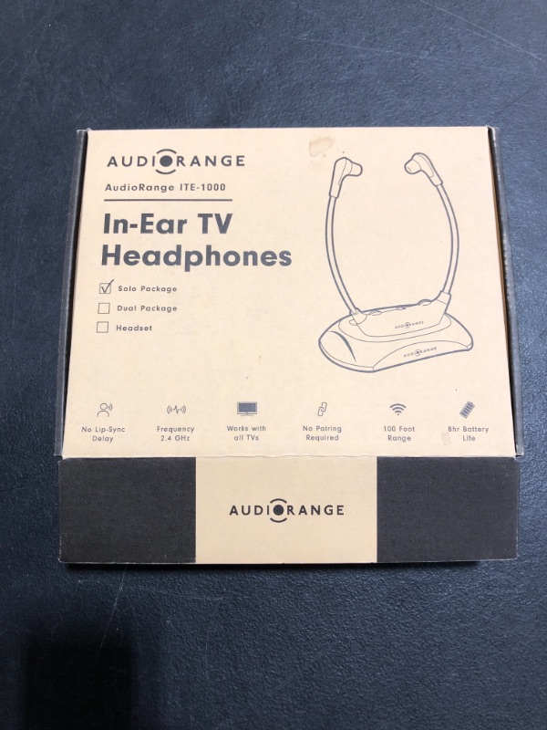 Photo 2 of ?New Model? AudioRange Wireless TV Headset, Delay-Free, Lightweight, Comfortable, Rechargeable in-Ear Headphones for TV Watching, Television Amplifier, RF Headphones for Seniors, Hard of Hearing
