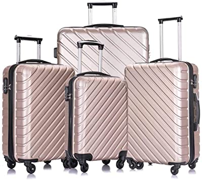 Photo 1 of Fridtrip Carry On Luggage with Spinner Wheels Luggage Sets Travel Suitcase Hardshell Lightweight (Champagne Gold, 4 PCS)
