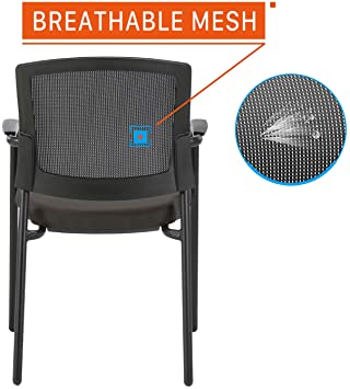 Photo 1 of CLATINA Office Reception Guest Chair Mesh Back Stacking with Ergonomic Lumbar Support and Thickened Seat Cushion for Waiting Conference Room Black. 1 CHAIR. OPEN BOX. PRIOR USE.
