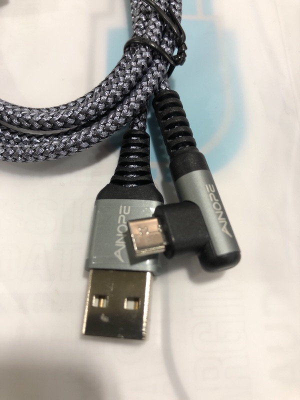 Photo 1 of [2 Pack] Micro USB Cable, AINOPE Micro USB Charging Cable Right Angle 6.6FT, High Speed Sync Durable Nylon Braided Android Charger Cable Compatible for Fire Tablet, Kindle, Samsung Galaxy S7 S6 PS4. open package.
