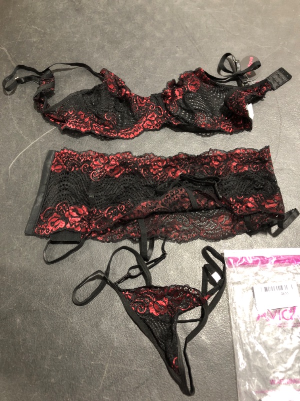 Photo 1 of AVIDLOVE WOMEN'S LINGERIE SET, RED/BLACK, SIZE XXL.