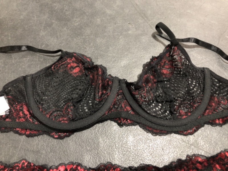 Photo 2 of AVIDLOVE WOMEN'S LINGERIE SET, RED/BLACK, SIZE XXL.