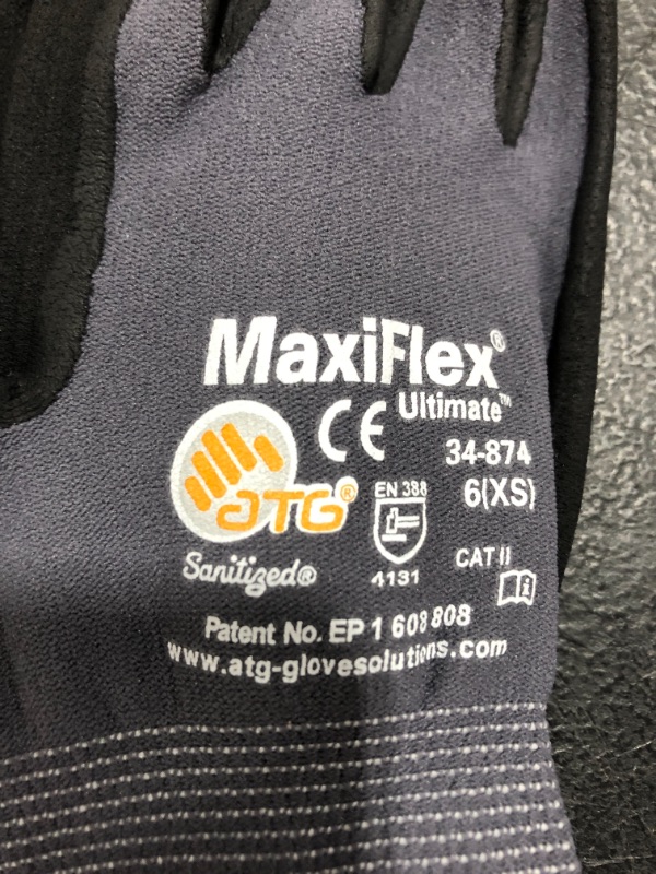 Photo 2 of MAXIFLEX ULTIMATE 34-874 ATG GLOVES, PACK OF 3. SIZE XS. NEW WITHOUT TAGS.