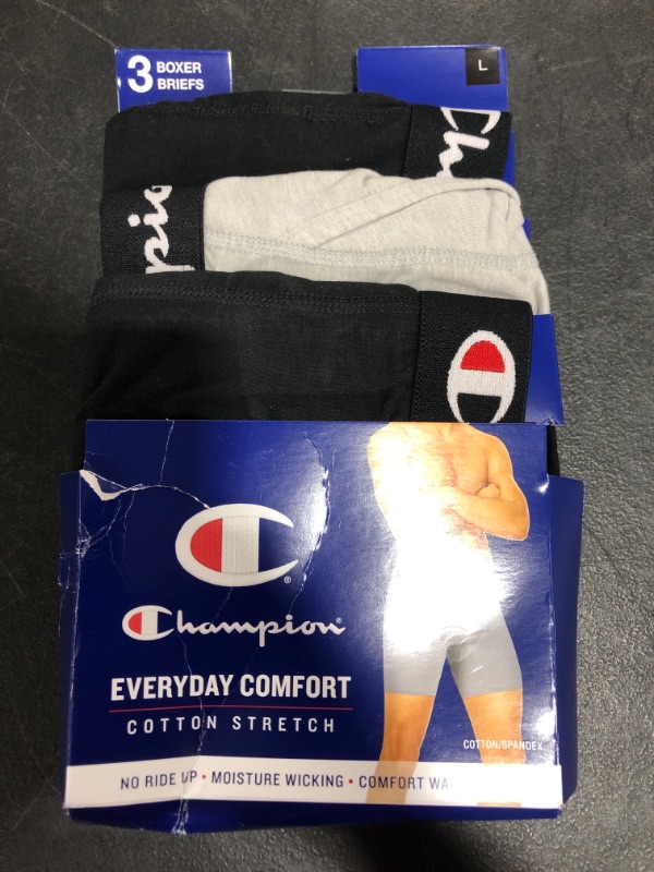 Photo 2 of Champion Men's Everyday Cotton Stretch Boxer Briefs 3-Pack
