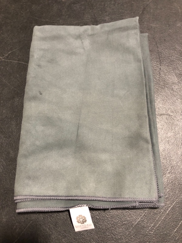 Photo 3 of GoSweat Non-Slip Hot Yoga Towel by Shandali with Super-Absorbent Soft Suede Microfiber in Many Colors, for Bikram Pilates and Yoga Mats.
DARK GREY. PRIOR USE.