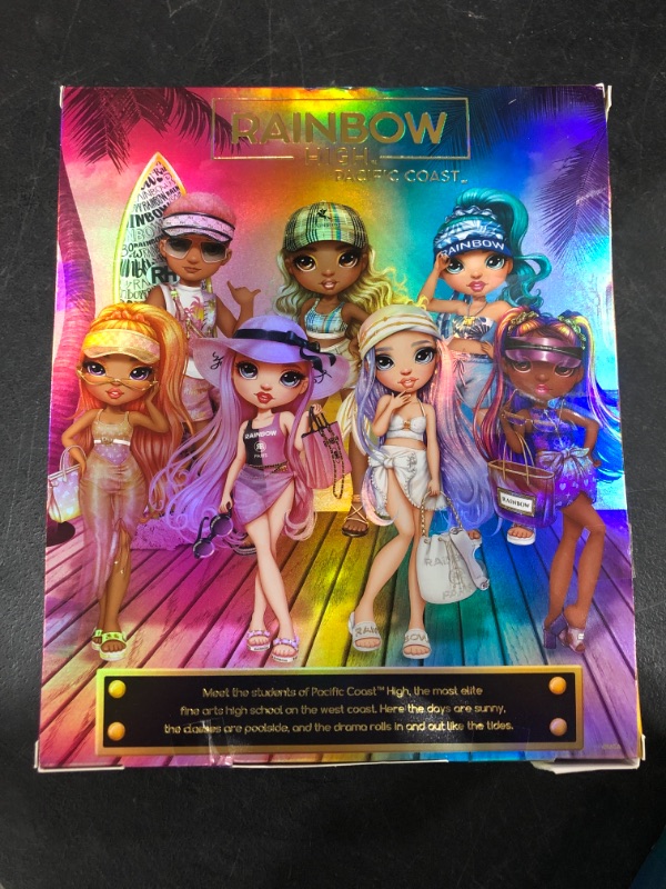 Photo 1 of Rainbow High Pacific Coast Phaedra Westward- Sunset (Purple) Fashion Doll with 2 Designer Outfits, Pool Accessories Playset, Interchangeable Legs
