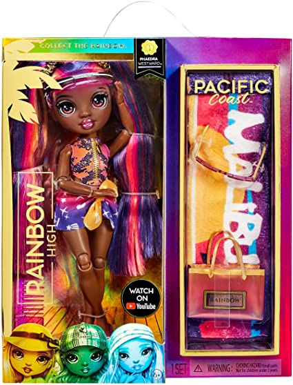 Photo 1 of Rainbow High Pacific Coast Phaedra Westward- Sunset (Purple) Fashion Doll with 2 Designer Outfits, Pool Accessories Playset, Interchangeable Legs
