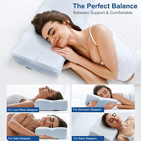 Photo 3 of Adkwse Contour Memory Foam Pillow for Neck Pain, Cervical Pillow for Sleeping, Orthopedic Pillow for Neck Support - Bed Pillows for Side, Back and Stomach Sleepers (Blue+Ice Silk)
BRAND NEW SEALED PACKAGE.