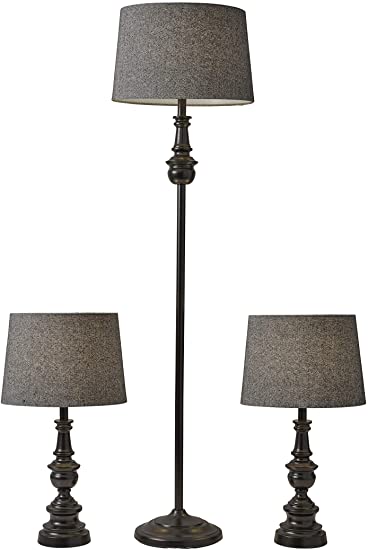 Photo 1 of Adesso 1591-01 Classic Set Containing Matching Floor Two Table Lamps, 16" x 16" x 60", Black
OPEN BOX.