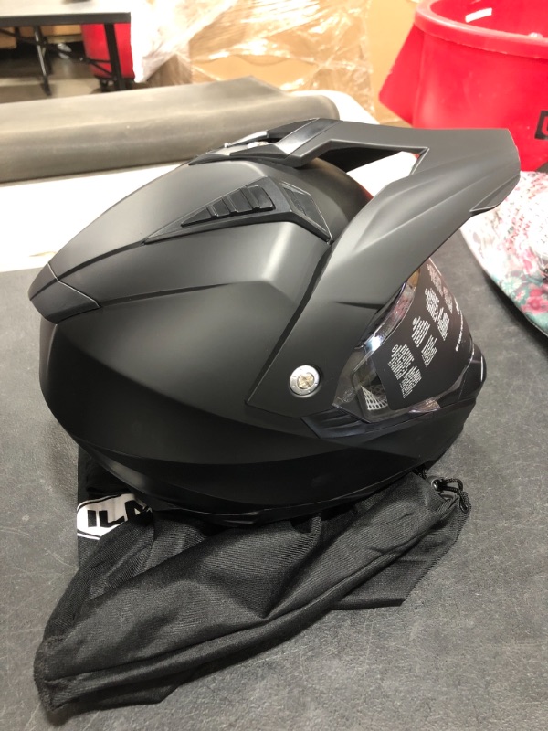 Photo 4 of ILM Off Road Motorcycle Dual Sport Helmet Full Face Sun Visor Dirt Bike ATV Motocross Casco DOT Certified (XL, Matte Black)
